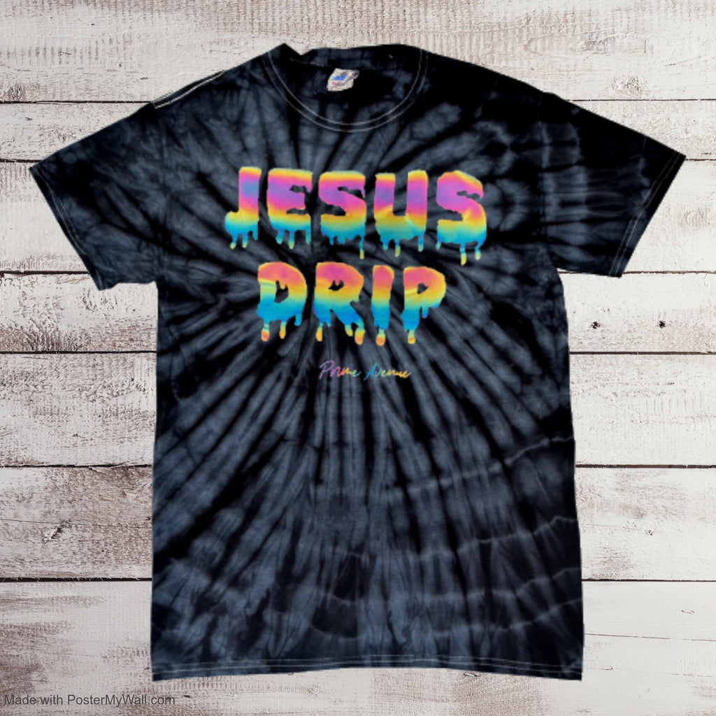 Rainbow Holographic Jesus Drip Spider T-Shirt