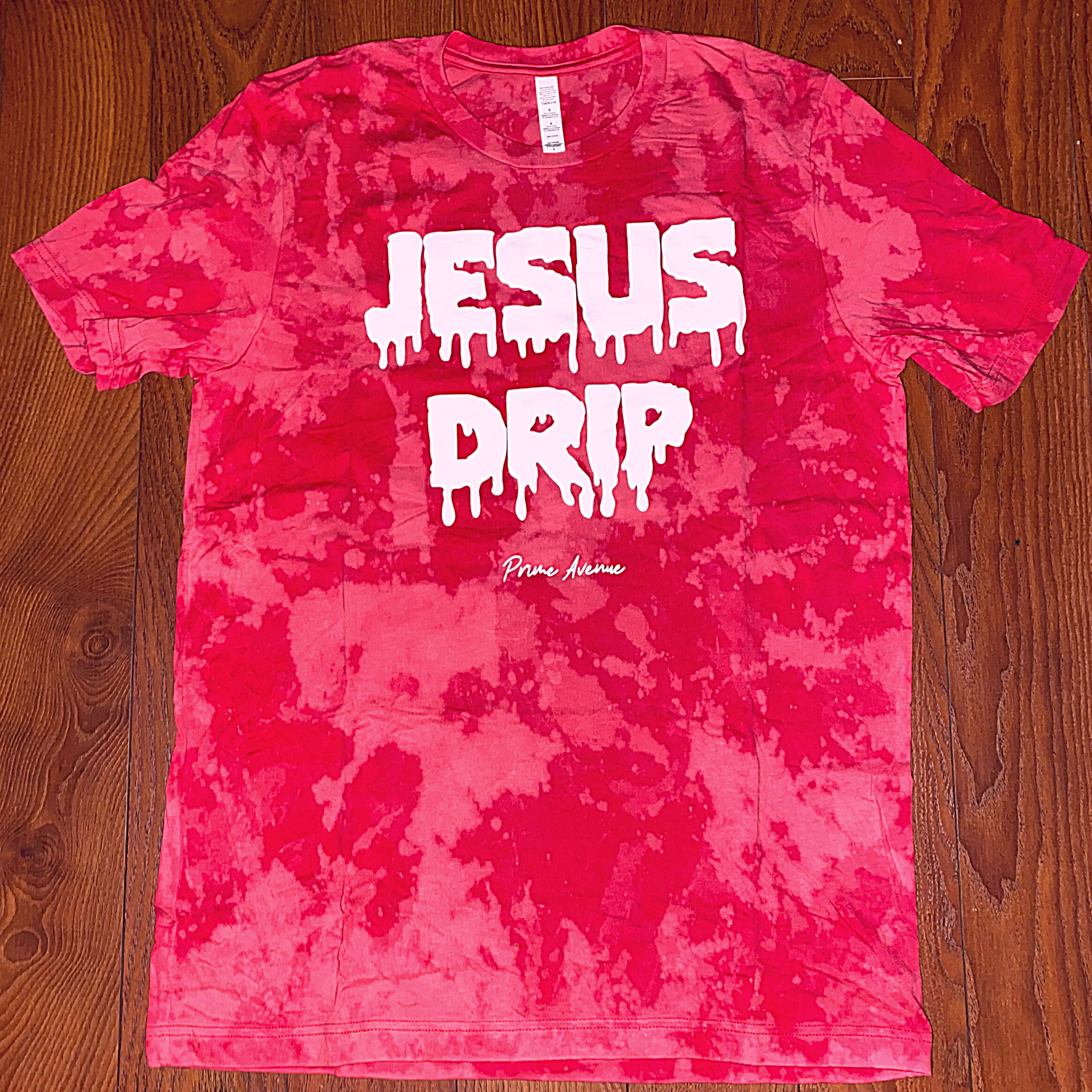 Bleached Acid Wash White Jesus Drip T-Shirt