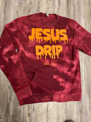 Orange Jesus Drip Acid Wash Maroon W/ Front Pocket